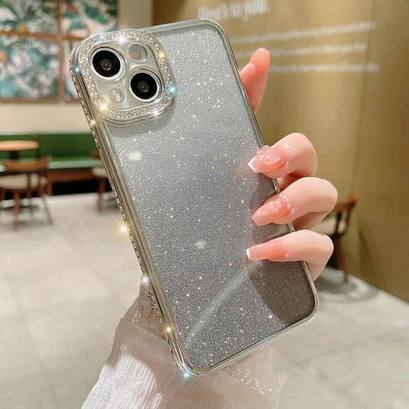 For iPhone 14 Bling Glitter Diamond Plating Bumper TPU Slim Case Shockproof Cover