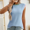 thumbnail image 6 of CYRBOKO Tank Tops for Women, Soft Knitted Crew Neck Summer Sleeveless top Blue Size XL, 6 of 7
