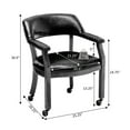 thumbnail image 5 of Take a Seat Dillon Armchair with Wheels in Blue Vegan Leather Fabric and Wood, 5 of 6