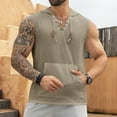 thumbnail image 5 of Bcfgryg Men's Casual Jacquard Knit Hooded Lace Up T Shirt Sleeveless Vest Men's Vest, 5 of 5