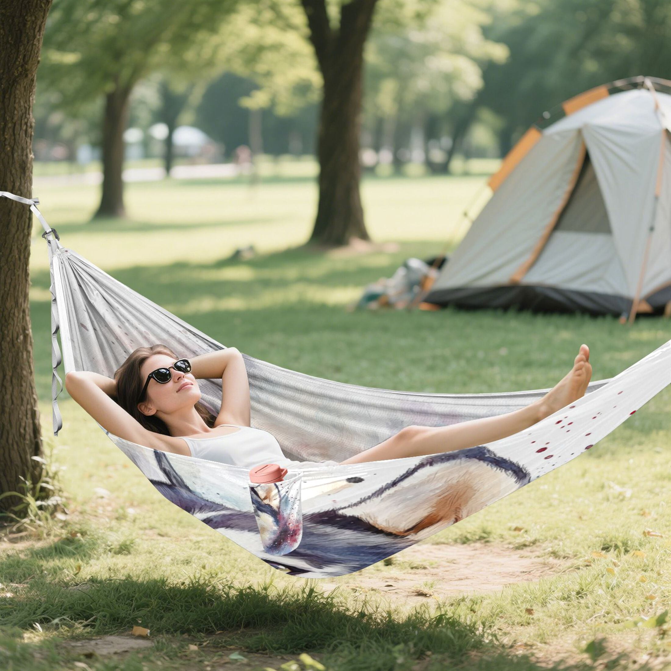 Hammock Camping Hammock Nylon Portable Hammock Travel Camping Hammock Cute Husky Dog