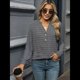 thumbnail image 5 of Camisas de Larga para Mujer, Jersey de Cuello en V A Rayas, Corte Holgado, Blusas Y2K con Botones, Conjuntos de Otoño para Mujer. Gris Oscuro XXL, 5 of 9