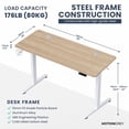 thumbnail image 2 of MotionGrey - Ergo2 Electric Standing Desk with Monitor Riser, 4-Preset Memory Keypad, 55” x 24” Light Brown Top, White Frame – Adjustable Ergonomic Desk for Home and Office, 2 of 8