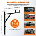 thumbnail image 2 of Truck Rack,Heavy Duty Ladder Rack,Ladder Rack for Trailer for Pickup Load 250 Lbs,44.5-49.5" Adjustable Height,19"-34 "Retractable Width Steel Ladder Rack for Kayak,Surfboard,Construction Wood, 2 of 7