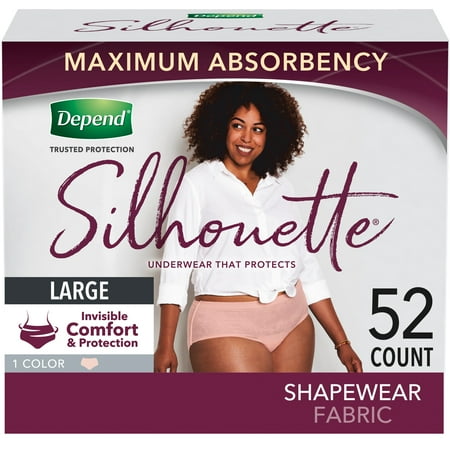 Depend Silhouette Incontinence Underwear for Women  Maximum Absorbency  L  Pink  52ct