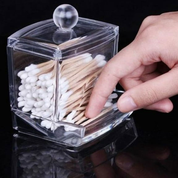 Clear Acrylic Q-tip Makeup Storage Cotton Swab Organizer Box Cosmetic Holder