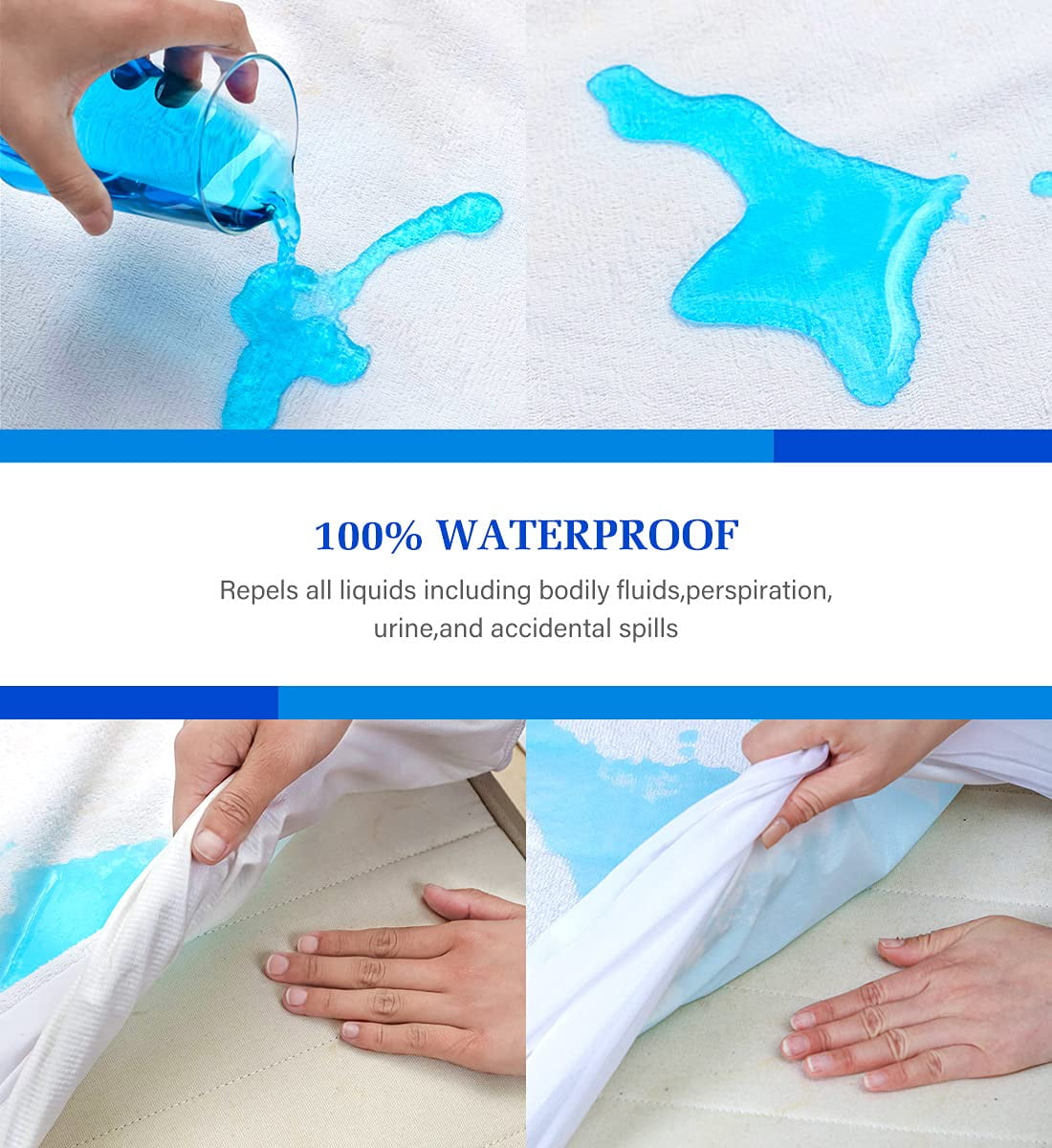 Queen Mattress Protector - Waterproof, Hypoallergenic & Noiseless For 12-15 Inch Deep Mattresses