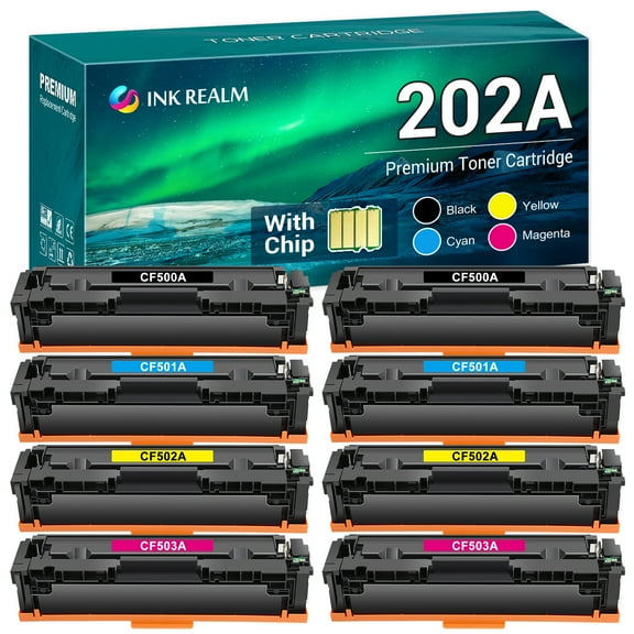 Ink realm 8-Pack Compatible Toner for HP CF500A CF501A CF502A CF503A Color LaserJet Pro M254dw M254dn M254nw, MFP-M281fdw MFP-M281fdn MFP-M281cdw MFP-M280nw 2x Black, 2x Cyan, 2x Magenta, 2x Yellow