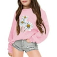 thumbnail image 3 of LIIPEE Girls Sweatshirts Cartoon Flower Printed Long Sleeve Round Neck Pullover Tops Little Girls Versatile Casual Outing Sweatshirts,Pink,5-6 Years, 3 of 3