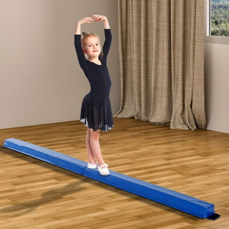 - Soozier 8' Folding PU Leather Gymnastics Floor Balance Beam (Blue)