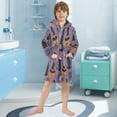 thumbnail image 5 of FORMRS Niños Bathrobe Unisex Hooded Robe Soft Plush Pajamas Sleepwear, Size 4-6T, Purple Halloween Black Cat, 5 of 7