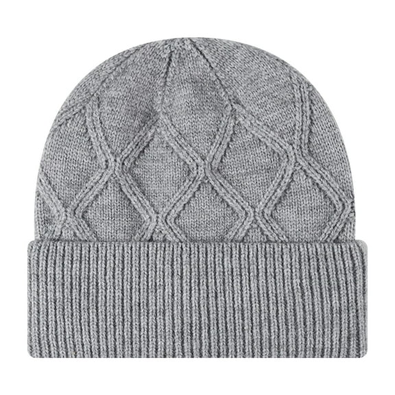 TOPTIE Cabled Knit Beanie Hat with Ribbed Cuff, Cozy Stretchy Winter Hat for Men & Women, Slouchy Soft Yarn Cap-Grey