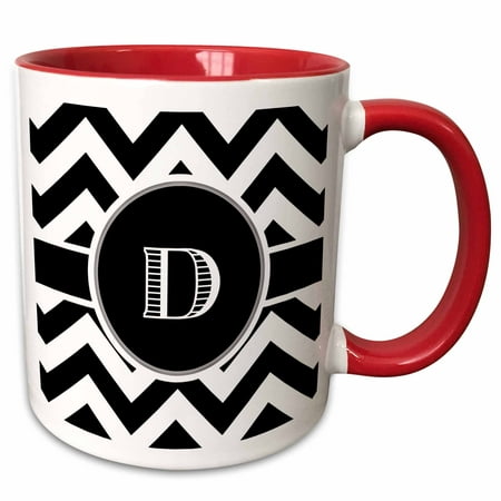 

3dRose Black and white chevron monogram initial D - Two Tone Red Mug 11-ounce