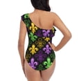 thumbnail image 5 of Gaeub Mardi Gras1 Women's One Shoulder Ruffle Tummy Control Swimwear for Swimming Surfing Beach Party - XX-Large, 5 of 8