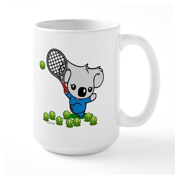 CafePress - Tennis Koala Bear Large Mug - 15 oz Ceramic Large White Novelty Mug
