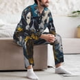 thumbnail image 7 of Naloa Sunset Sunflower Dog Men’s Pajamas Set - Long Sleeve Button Down Sleep Shirt and Pajama Bottoms Sleepwear Set-Large, 7 of 7