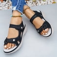 thumbnail image 3 of Comfortable women's summer sandals, adjustable laces and thick flat sandals | Beach vacation fashion shoes, available in black and gray | Durable PU synthetic women's sandals, 3 of 8