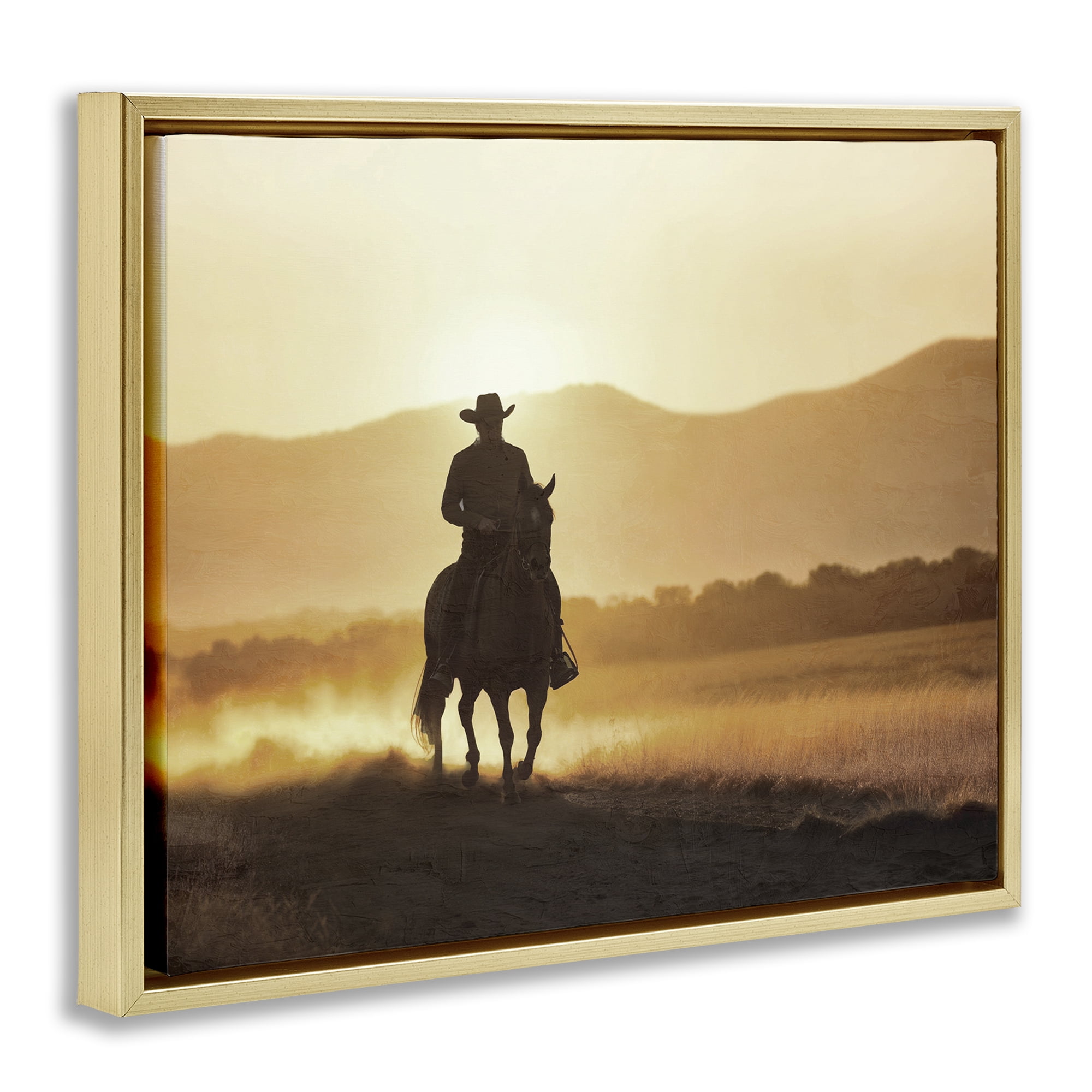 Stupell Industries Cowboy's Ride Home Gold Framed Floater Canvas Wall Art, design by Kim Allen