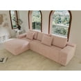 thumbnail image 7 of 104.3" L-Shaped Corduroy Sectional Sofa , No-Assembly Modular Couch, Deep Seat Recliner Lounge with 2 Pillows，Living Room & Bedroom, Pink, Left, 7 of 7