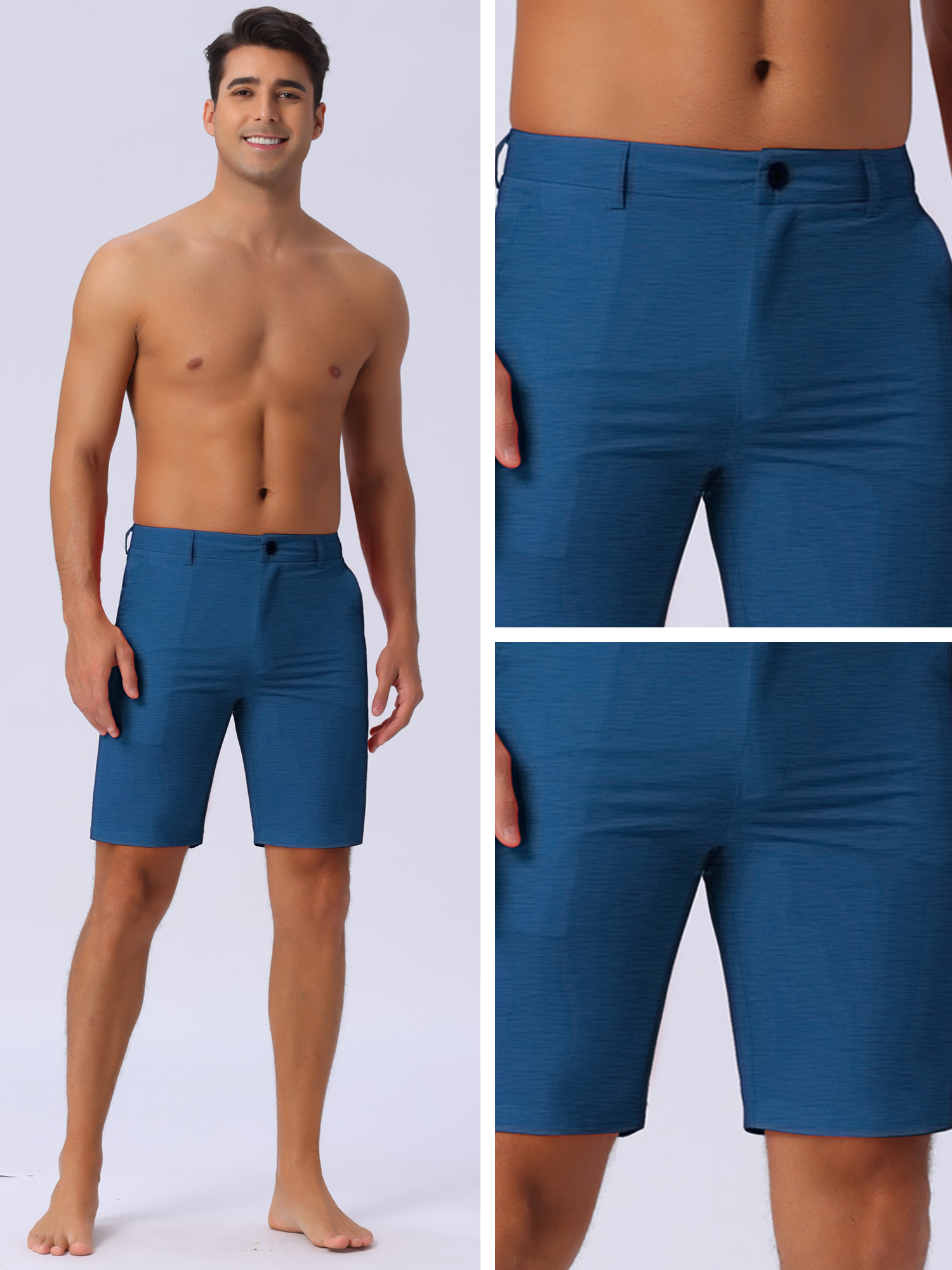 DARING DIVA Men's Casual Lightweight Flat Front Board Shorts 36 Blue