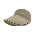 thumbnail image 4 of AJGRHE Women's Knitted Breathable Wide Brim Sun Hat Casual Summer Outdoor Beach Travel Accessory Wide Brim Sun Hat for Women Beach Visor Cap Sports Golf Hiking Khaki One Size, 4 of 4