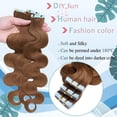 thumbnail image 4 of MY-LADY 20PCS Wavy Curly Tape in 100% Real Human Hair Extensions Hairpiece Skin Weft Full Head 16inch #06 Light Brown, 4 of 9