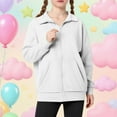 thumbnail image 2 of Atogsazn Kids Girls Full Zip Sweatshirt Childrens Long Sleeve Relaxed Fit Sweater Fall Jacket Outerwear Coat with Pocket White 11-12 Years Fashion, 2 of 6