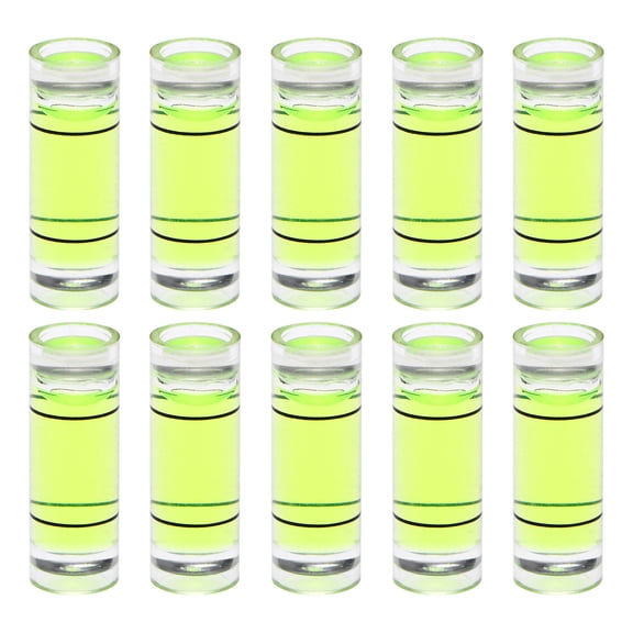 Uxcell 10 Packs Cylindrical Bubble Level 8x23mm Mini Bullseye Spirit Levels for Camera Tripod Telescope, Green