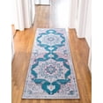 thumbnail image 4 of Rugs.com Francesca Collection Washable Rug – 13 Ft Runner Teal Green Flatweave Rug Perfect For Hallways, Entryways, 4 of 6