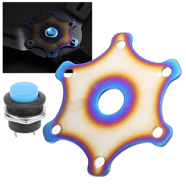 Cubierta del botón de la bocina del volante Modificación universal ABS Metal para 6 pernos Racing CarBlue Jadeshay A