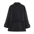 thumbnail image 3 of Cozyvia Women's Fall Solid Color Long Sleeve Basic Belted Coat Jacket - Black XS, 3 of 3