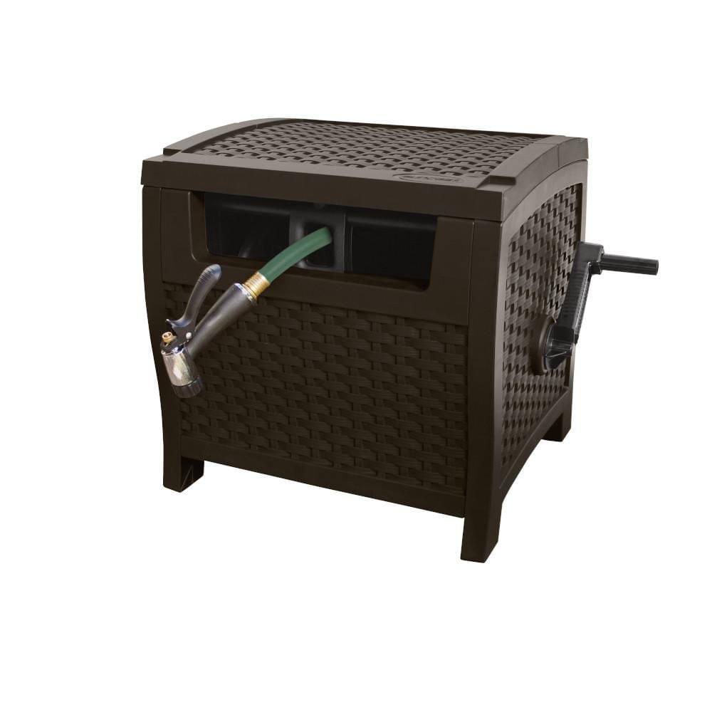 Suncast Slide Trakza Manual Hose Hideaway Reel – 175 ft. Capacity, Resin, Java”