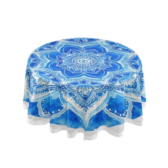 60 inch Round Tablecloth Washable Polyester Table Cloth Excellent wrinkle resistance Applicable to Dining Kitchen Party Holiday Party Indian Patterns