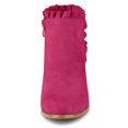 thumbnail image 3 of Unique Bargains Women's Pointed Toe Ruffle Block Heels Ankle Booties Hot Pink 6, 3 of 7