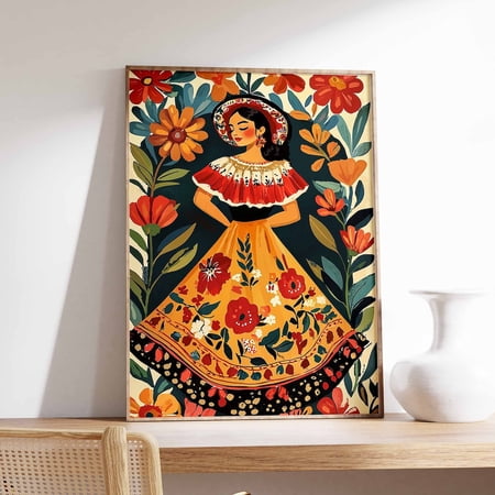 Vintage Mexican Poster Mexican Decor Traditional Latin Decor Floral Print Botanical Wall Art Tropical Print Latin Wall Art Modern Wall Decor