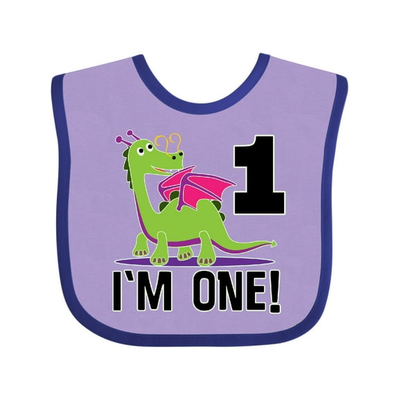 Inktastic First Birthday Girl Dragon Girls Baby Bib