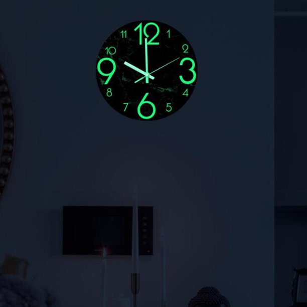 Reloj de pared perfecl luminoso de mármol de imitación 30cm silencioso decoración para hogar gris