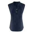 thumbnail image 3 of Fashion Women's Shirts For Casual Wear Summer Sleeveless Button Up Top Versatile Solid Color Blouse For Jeans Button down Blouses for Women Wide Neck Shirt Women Raglan Sleeve Shirts for Women Dark, 3 of 4