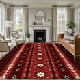 thumbnail image 2 of Red Black Boho Area Rugs Collection 8'x10', Vintage Ethnic Tribe Abstract Art Retro Non Slip Indoor Rectangle Throw Runner Rug Floor Mat Carpet for Living Room Dining Table Bedroom Nursery, 2 of 9