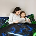 thumbnail image 4 of Feelyou Neon Lightning Twin Bedding Sets 7pcs, Green Blue Honeycomb Bedding Comforter Set, 4 of 8