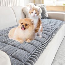 Pawcart Couch Cover, Pawlounge Plush Pet Couch Cover, Ultra-Soft Quilted Non-Slip Washable Sofa Protector, Waterproof Lining, Scratch Resistant, Ideal for Living Rooms & Recliners(Light Gray,23*82in)