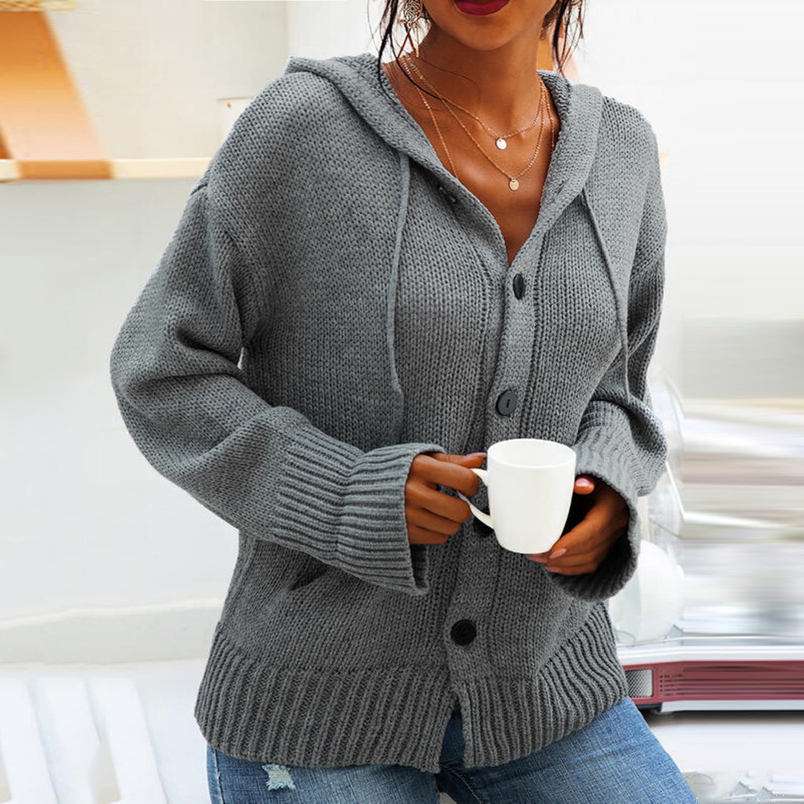 Beppter Womens Buttons Cardigan 