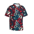 thumbnail image 2 of Balery Geometric Elements Print Men's Hawaiian Shirts Short Sleeve Beach Shirt Relaxed Fit Vacation Button Down Shirts-, 2 of 9