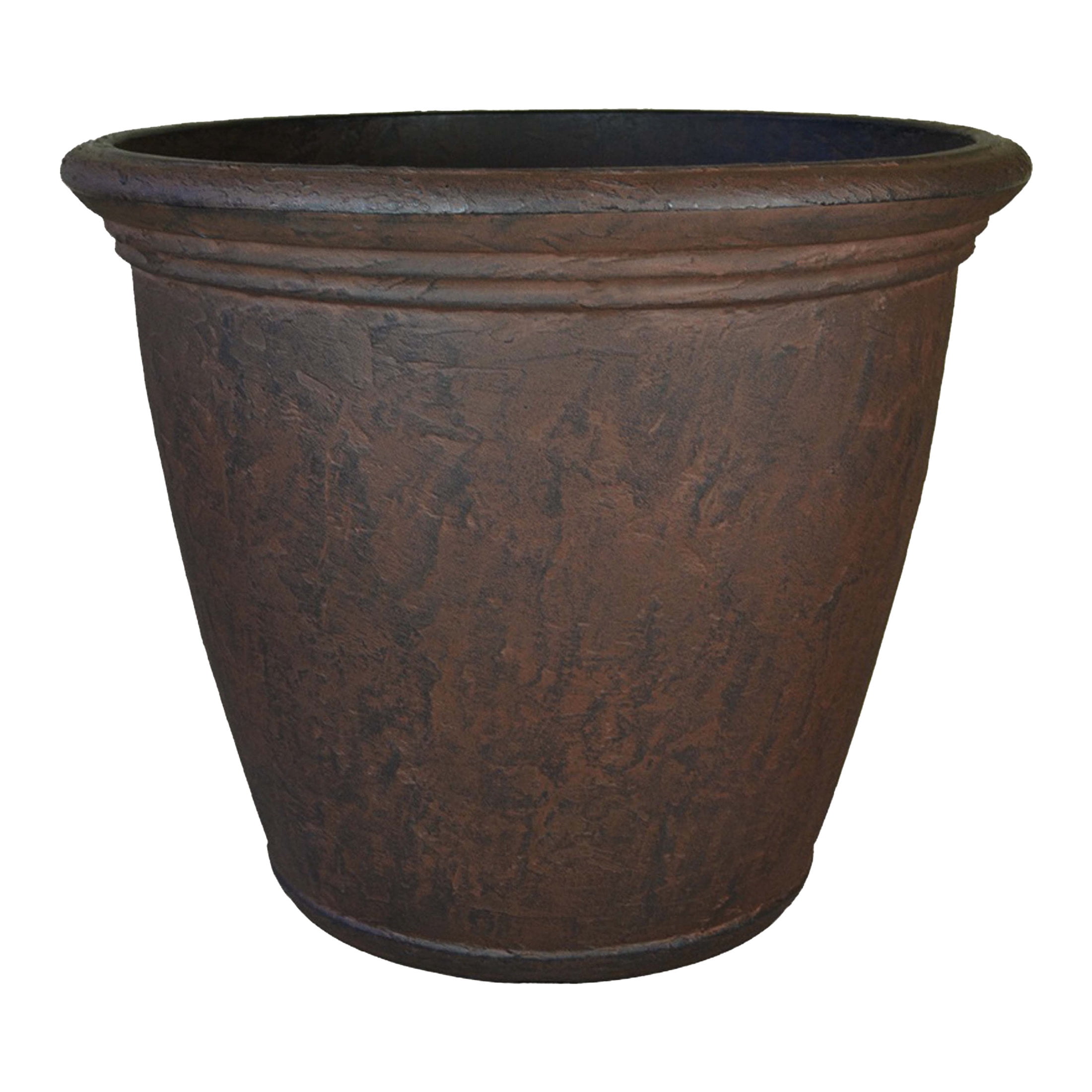 Sunnydaze Anjelica 15.25" x 15.25" x 12.75" Round Rust Polyresin Outdoor Planter Pot