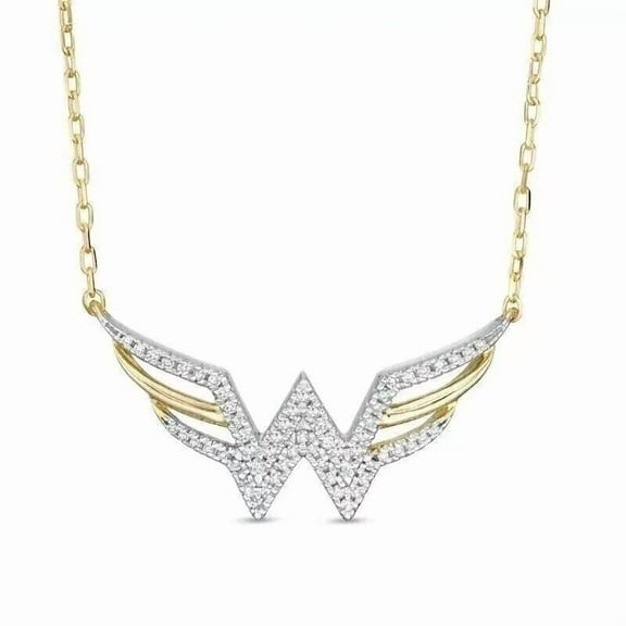 Wonder Woman Pendant Necklace for Her – 1.50 Ct Natural Moissanite, 14K Two-Tone Gold Plated, Superhero Jewelry Gift