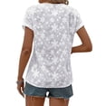 thumbnail image 5 of QAFOPEH Women Lace Patchwork V Neck Short Sleeve Solid Color Top, 5 of 7