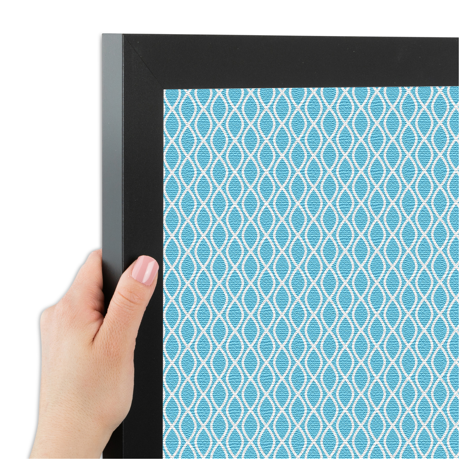PinPix 16x16 Custom Cork Bulletin Board Sky Blue Waves Poster Board Has a Fabric Style Canvas Finish, Framed in Sky Blue Waves, by ArtToFrames (PinPix-245)