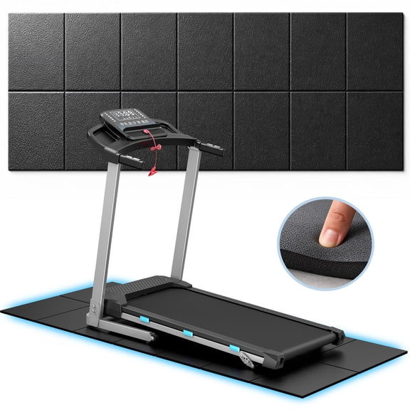 YZRUN Treadmill Mat for Walking Pad, 55"x24" PVC Exercise Equipment Mat with Floor Protector & Anti-Slip Surface for Home Gym, Black