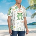 thumbnail image 5 of Xecao Frog and Mushrooms print Hawaiian shirt - a stylish short-sleeve button-down for men, perfect for casual beach and tropical outings., 5 of 9