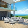 thumbnail image 3 of Modway Fortuna 8-Piece Aluminum Fabric Patio Sectional Sofa Set - White/Gray, 3 of 9
